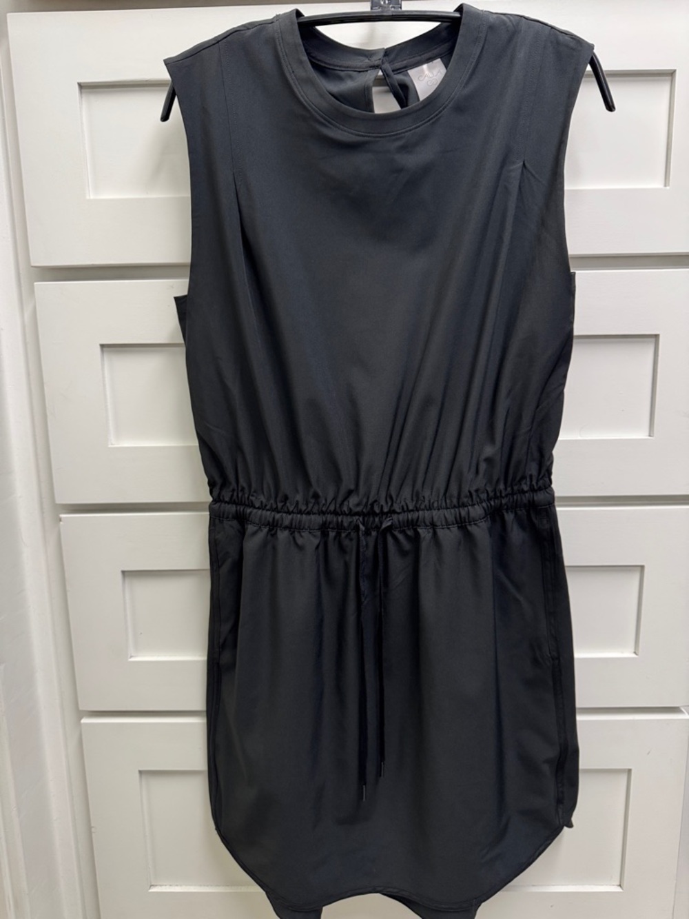 Alia Black Sleeveless Drawstring Waist Mini Dress